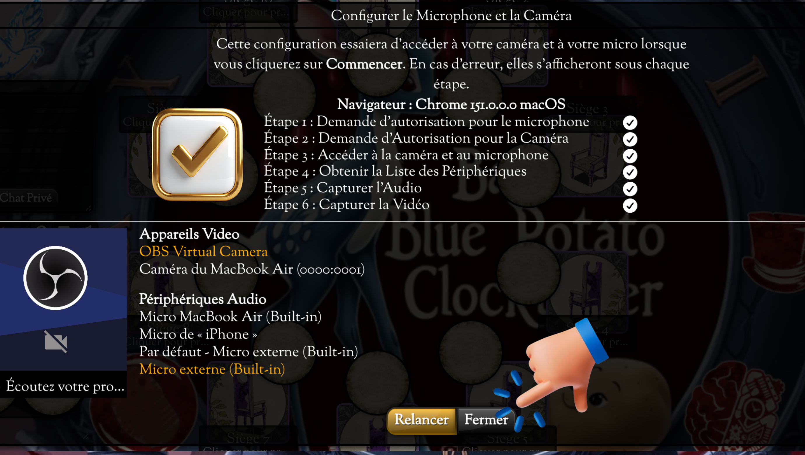 Choix Caméra et Micro